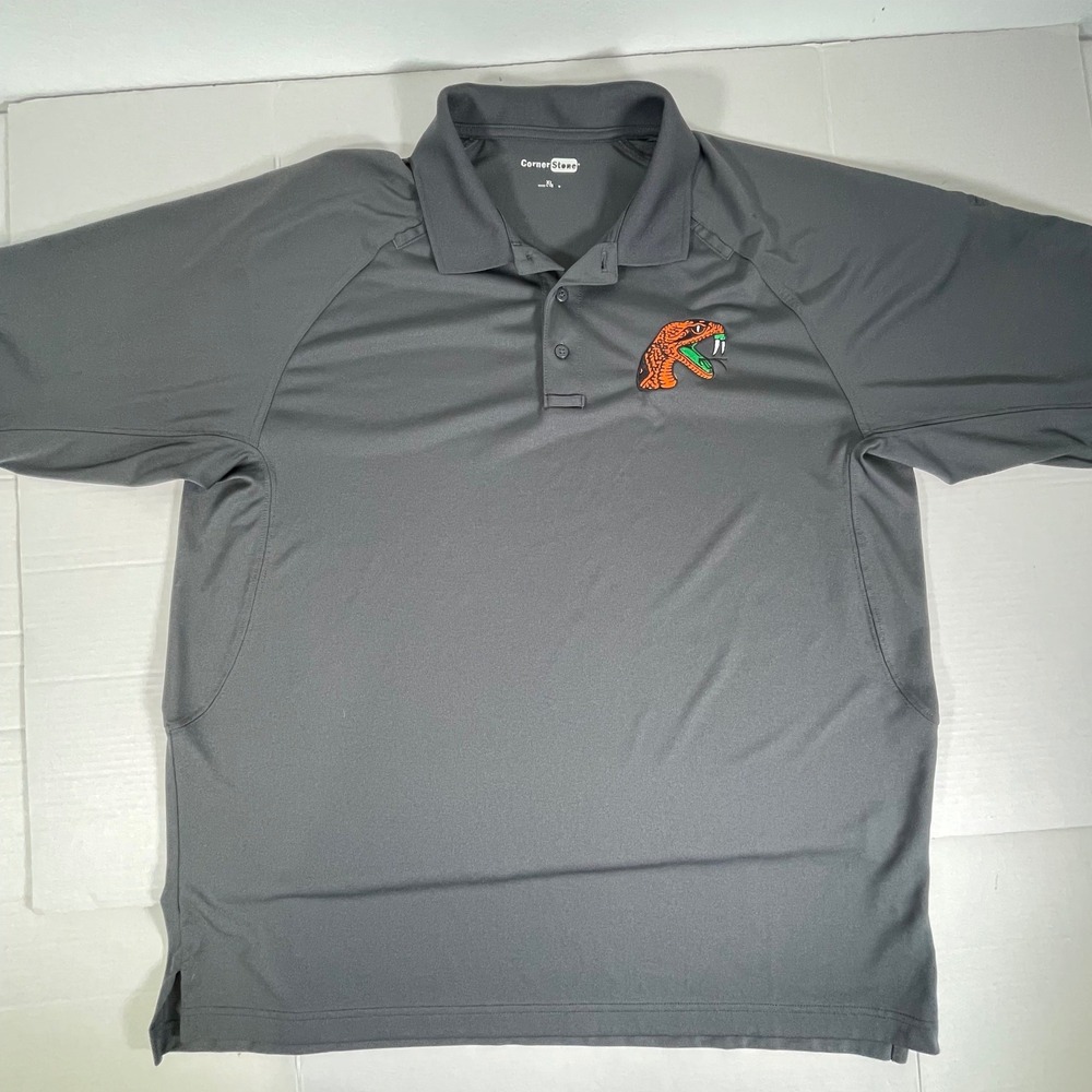 Cornerstone‎ Mens FAMU Performance Polo Shirt Black XL Snake Logo